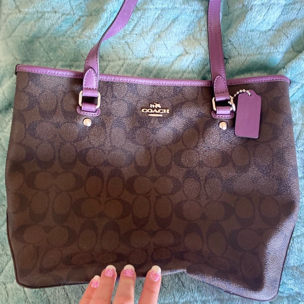 Coach Tote. Used. Purple and brown $44. No longer needed.